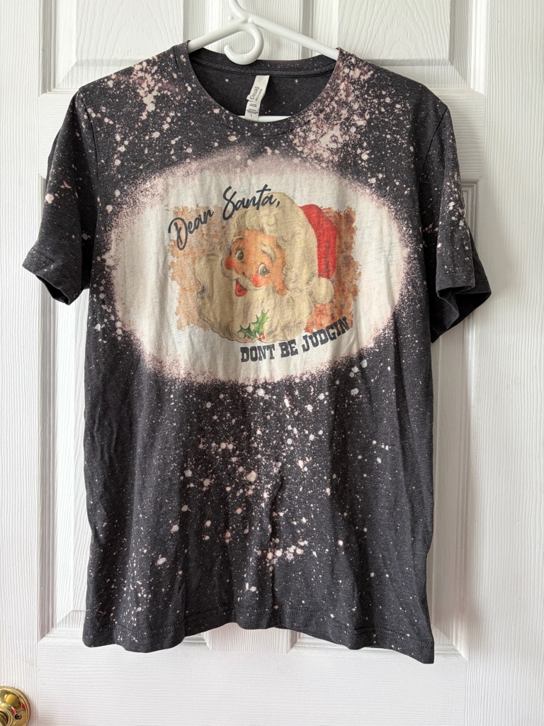 Bella Canvas Black Bleached Santa Graphic Tee